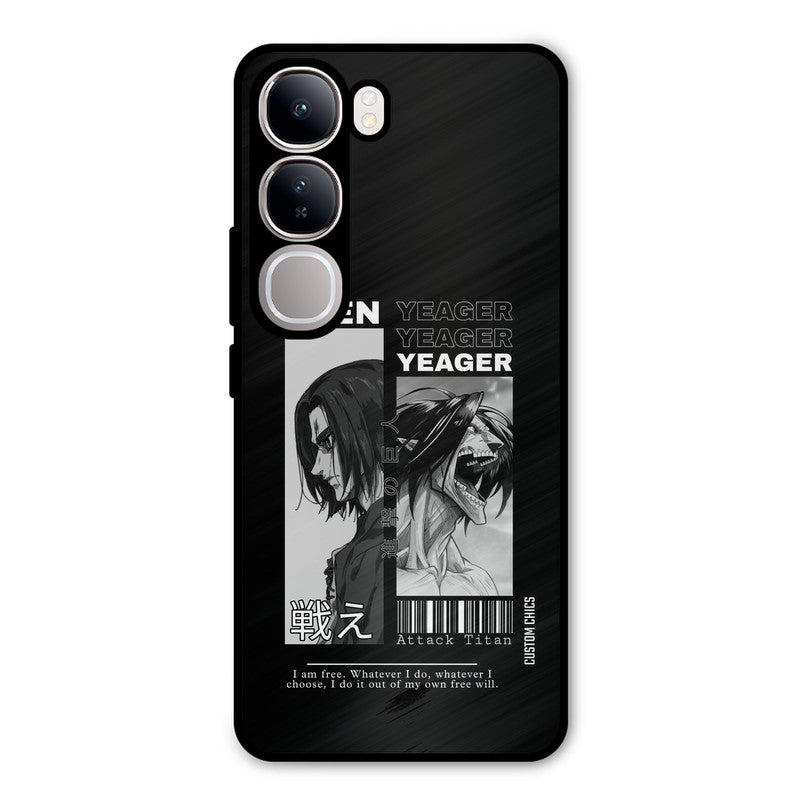 Eren Yeager Black Vivo Y300 Mobile Back Cover - Anime PrintShield Case