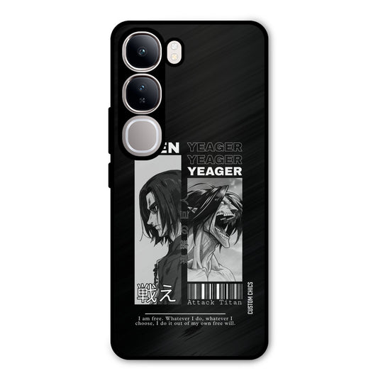 Eren Yeager Black Vivo Y300 Mobile Back Cover - Anime PrintShield Case