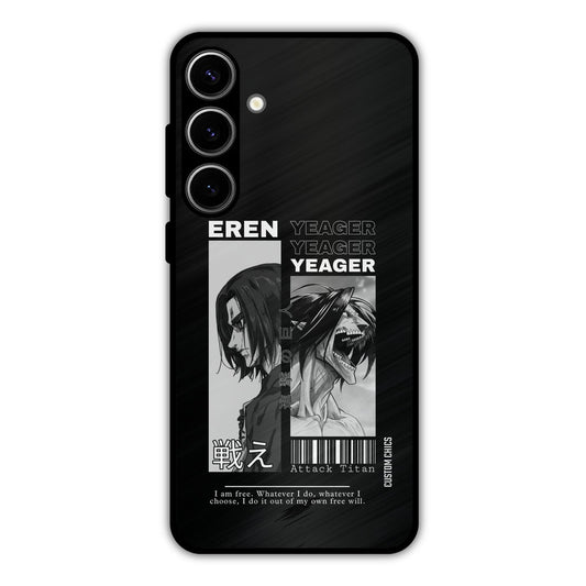 Eren Yeager Black Samsung Galaxy S24 Plus Mobile Back Cover - Anime PrintShield Case