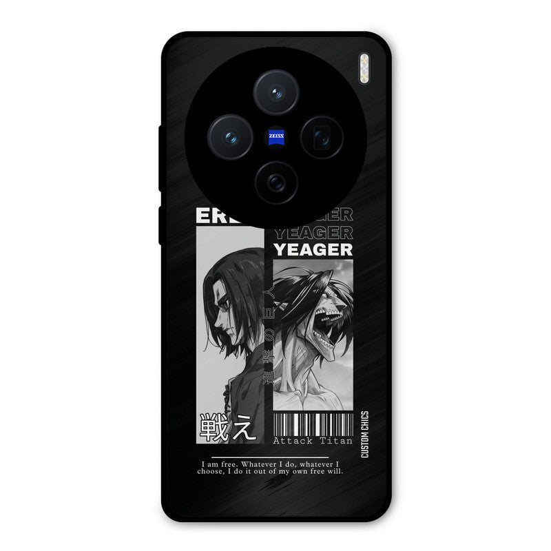 Eren Yeager Black Vivo X200 Mobile Back Cover - Anime PrintShield Case