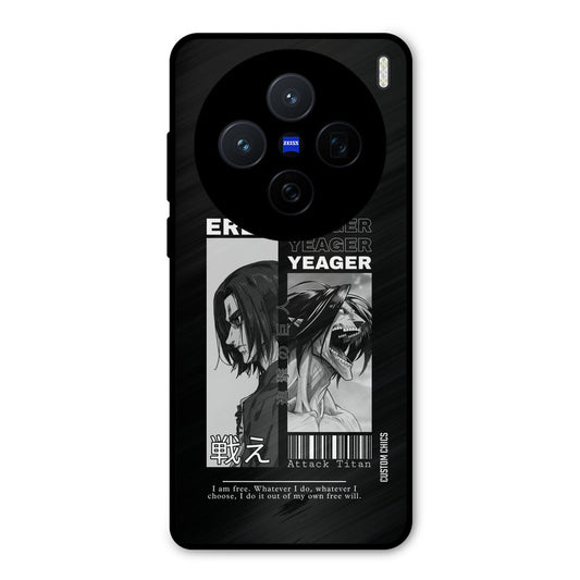 Eren Yeager Black Vivo X200 Mobile Back Cover - Anime PrintShield Case