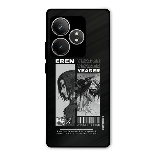 Eren Yeager Black Realme GT 6T Mobile Back Cover - Anime PrintShield Case
