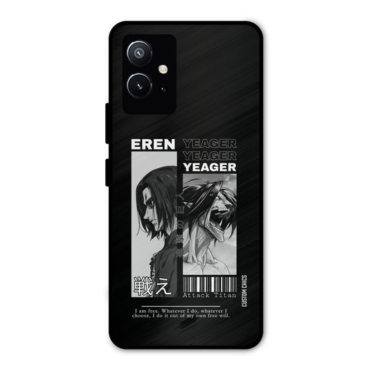 Eren Yeager Black Vivo Y75 5G Mobile Back Cover - Anime PrintShield Case