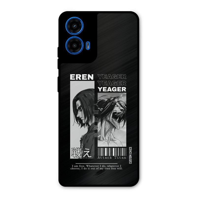 Eren Yeager Black Moto G45 Mobile Back Cover - Anime PrintShield Case