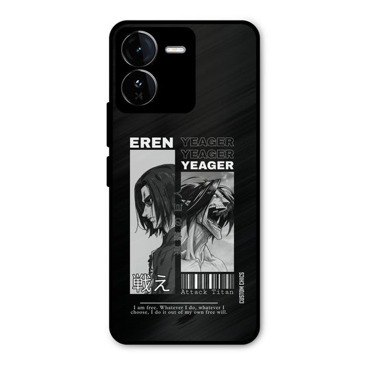 Eren Yeager Black iQOO Z9 Mobile Back Cover - Anime PrintShield Case