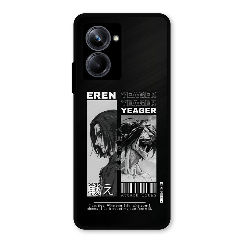 Eren Yeager Black Realme 10 Pro Mobile Back Cover - Anime PrintShield Case