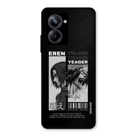 Eren Yeager Black Realme 10 Pro Mobile Back Cover - Anime PrintShield Case