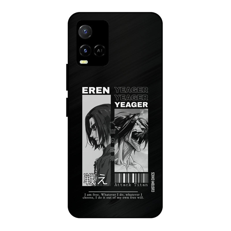 Eren Yeager Black Vivo Y33s Mobile Back Cover - Anime PrintShield Case