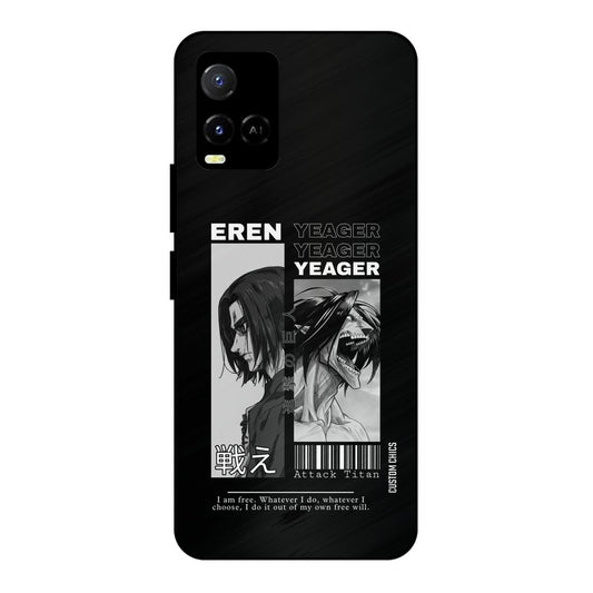 Eren Yeager Black Vivo Y33s Mobile Back Cover - Anime PrintShield Case