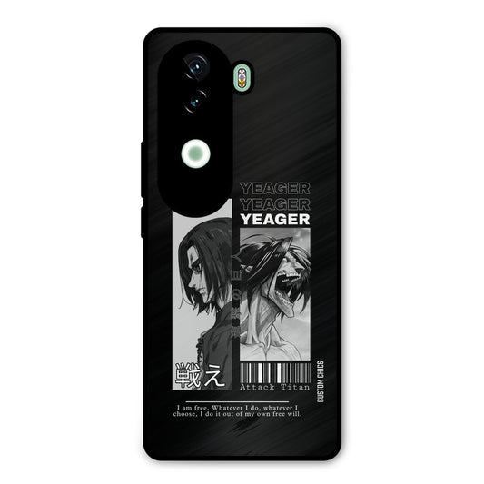 Eren Yeager Black Vivo V40e Mobile Back Cover - Anime PrintShield Case