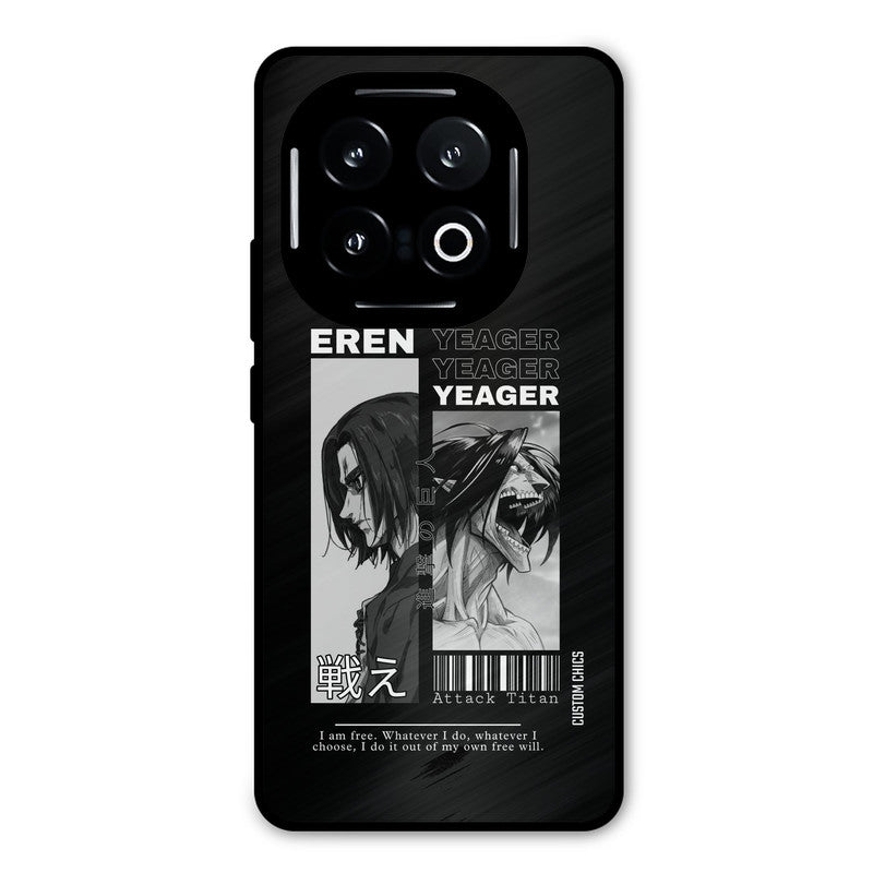 Eren Yeager Black iQOO 13 Mobile Back Cover - Anime PrintShield Case