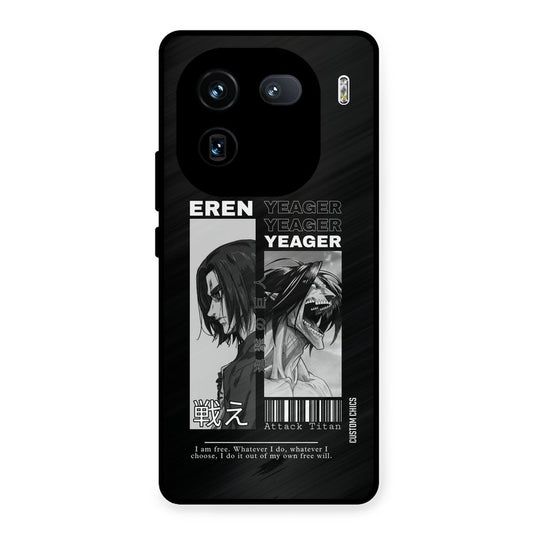 Eren Yeager Black iQOO 12 Mobile Back Cover - Anime PrintShield Case