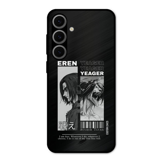 Eren Yeager Black Samsung Galaxy S24 Mobile Back Cover - Anime PrintShield Case