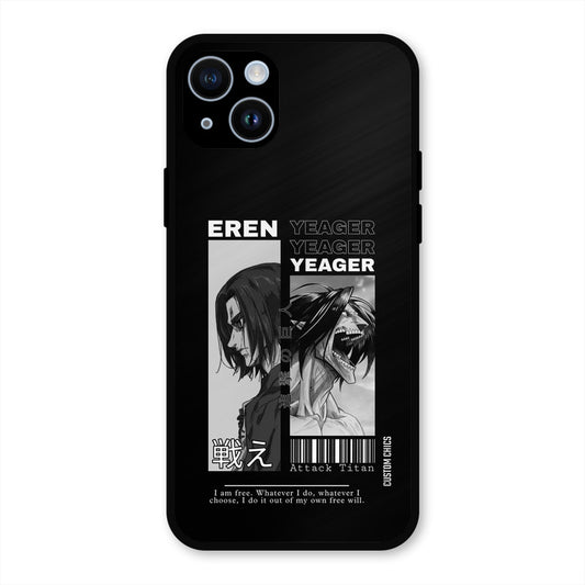 Eren Yeager Black iPhone 14 Mobile Back Cover - Anime PrintShield Case