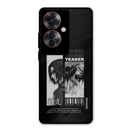 Eren Yeager Black Oppo F25 Pro Mobile Back Cover - Anime PrintShield Case