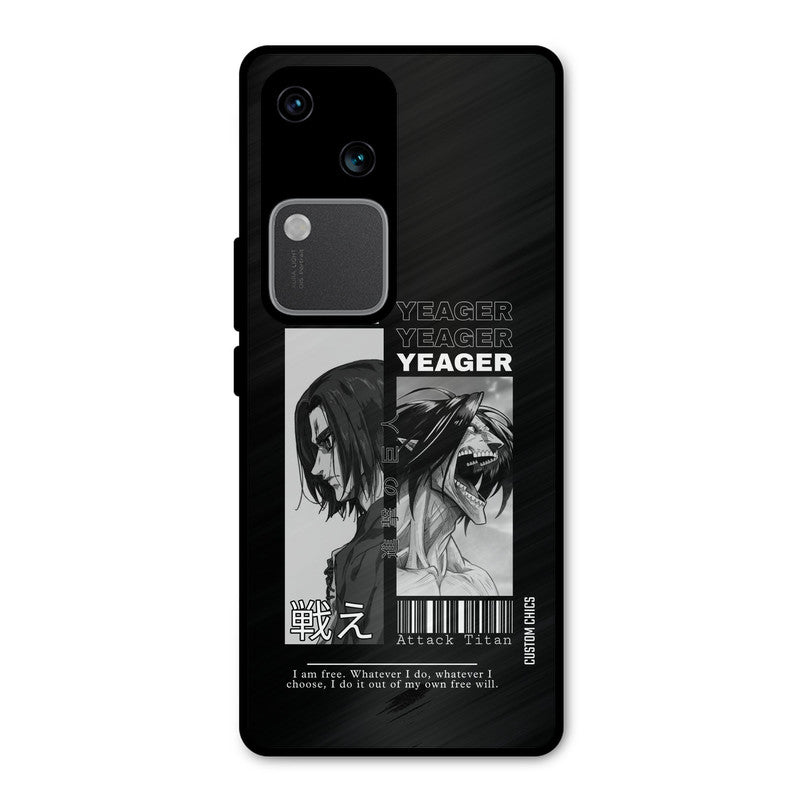 Eren Yeager Black Vivo V30 Mobile Back Cover - Anime PrintShield Case