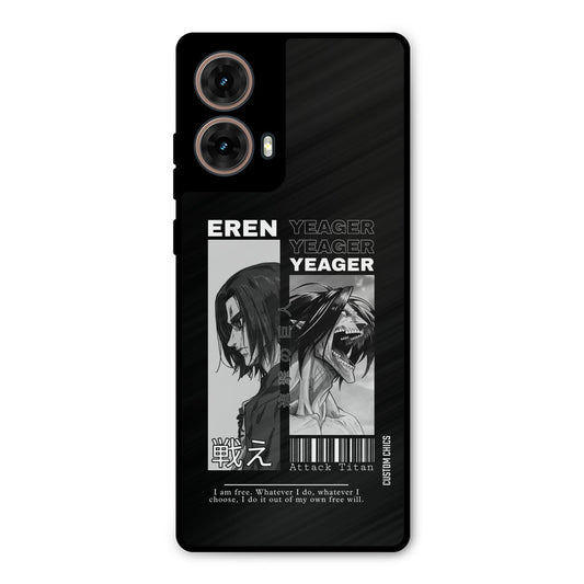 Eren Yeager Black Moto G85 Mobile Back Cover - Anime PrintShield Case