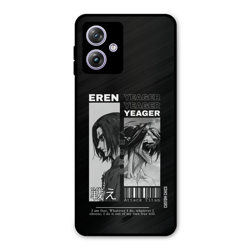 Eren Yeager Black Moto G54 Mobile Back Cover - Anime PrintShield Case