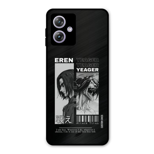Eren Yeager Black Moto G54 Mobile Back Cover - Anime PrintShield Case