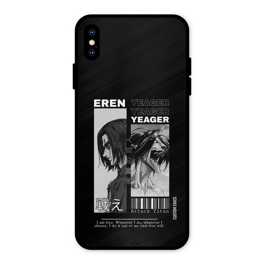 Eren Yeager Black iPhone XS Max Mobile Back Cover - Anime PrintShield Case