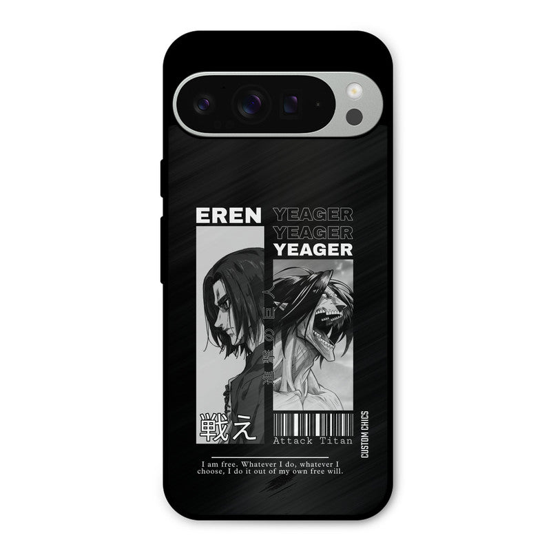Eren Yeager Black Google Pixel 9 Pro XL Mobile Back Cover - Anime PrintShield Case