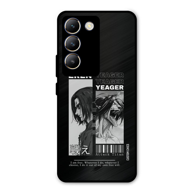 Eren Yeager Black Vivo Y200e Mobile Back Cover - Anime PrintShield Case