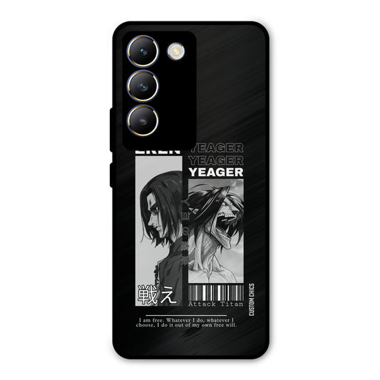Eren Yeager Black Vivo Y200e Mobile Back Cover - Anime PrintShield Case