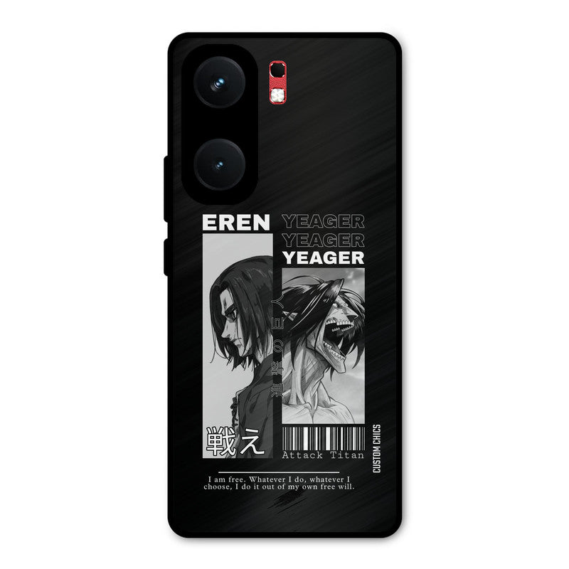 Eren Yeager Black iQOO Neo 9 Pro Mobile Back Cover - Anime PrintShield Case