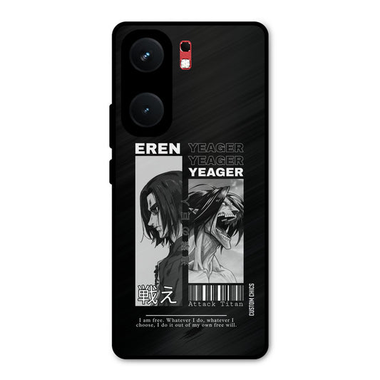 Eren Yeager Black iQOO Neo 9 Pro Mobile Back Cover - Anime PrintShield Case