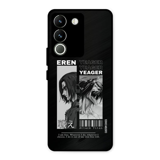 Eren Yeager Black Vivo Y200 Mobile Back Cover - Anime PrintShield Case
