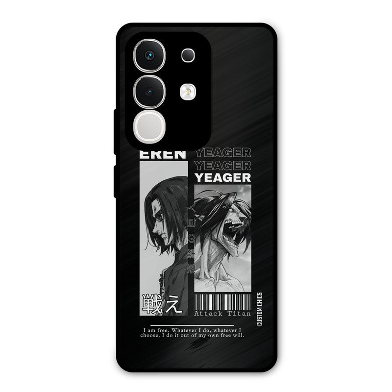 Eren Yeager Black Vivo T4x Mobile Back Cover - Anime PrintShield Case