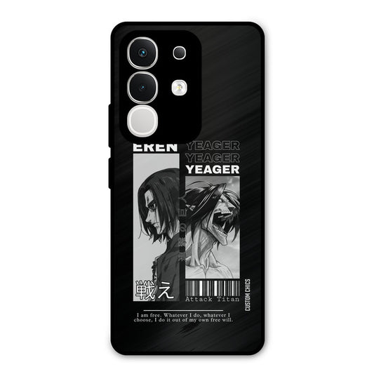 Eren Yeager Black Vivo T4x Mobile Back Cover - Anime PrintShield Case