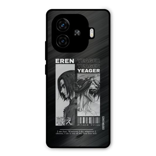 Eren Yeager Black iQoo Neo 10R Mobile Back Cover - Anime PrintShield Case