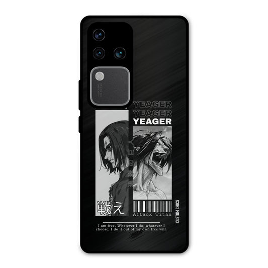 Eren Yeager Black Vivo V30 Pro Mobile Back Cover - Anime PrintShield Case
