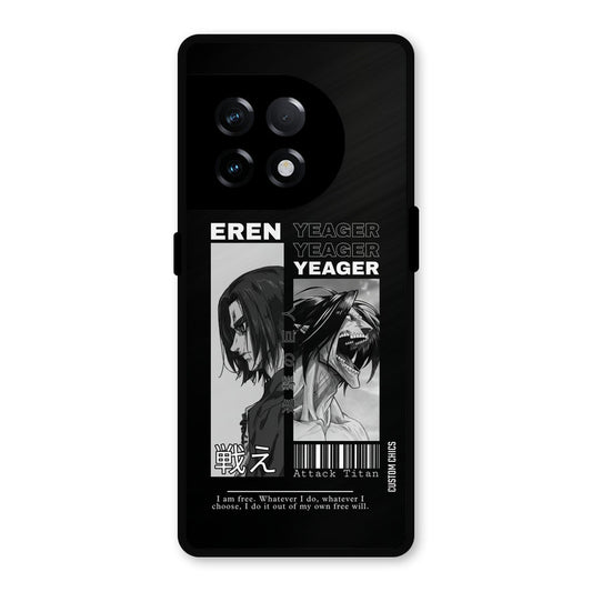 Eren Yeager Black OnePlus 11R Mobile Back Cover - Anime PrintShield Case
