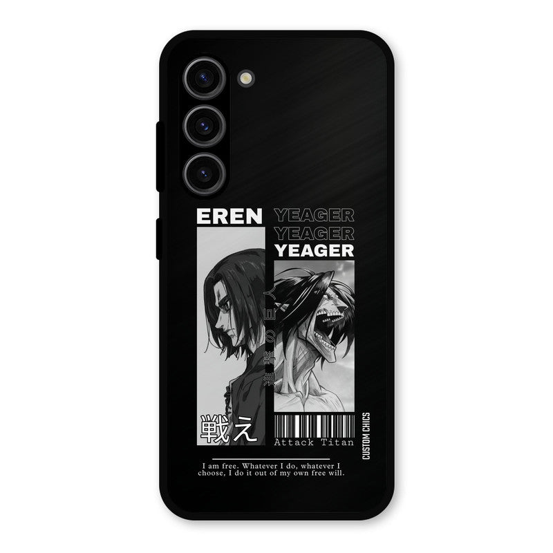 Eren Yeager Black Samsung Galaxy S23 Mobile Back Cover - Anime PrintShield Case