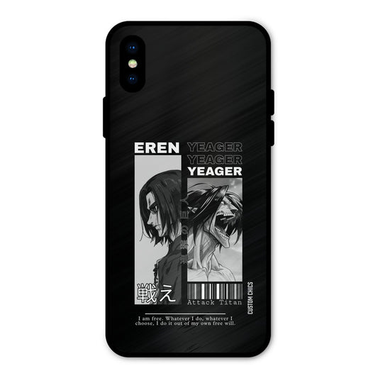 Eren Yeager Black iPhone X Mobile Back Cover - Anime PrintShield Case