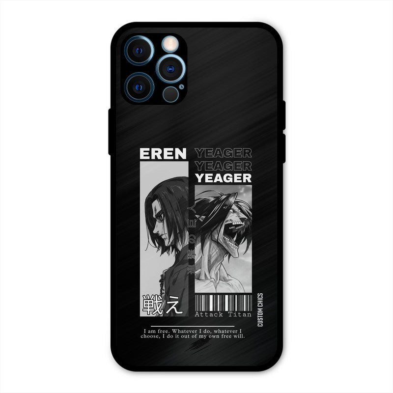 Eren Yeager Black iPhone 12 Pro Mobile Back Cover - Anime PrintShield Case