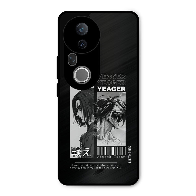 Eren Yeager Black Vivo T4 Ultra Mobile Back Cover - Anime PrintShield Case
