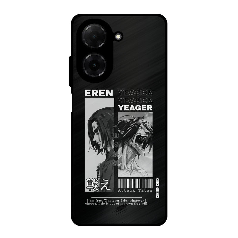 Eren Yeager Black Poco C71 Mobile Back Cover - Anime PrintShield Case