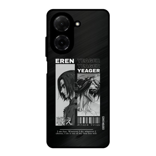 Eren Yeager Black Poco C71 Mobile Back Cover - Anime PrintShield Case