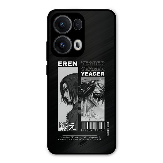 Eren Yeager Black Oppo Reno 13 Pro 5G Mobile Back Cover - Anime PrintShield Case