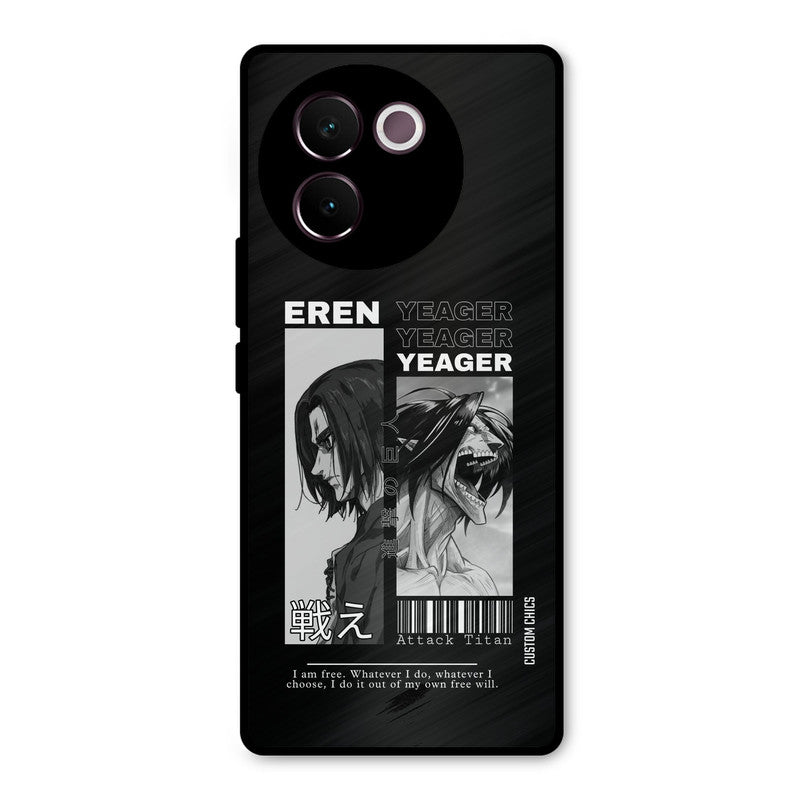 Eren Yeager Black Vivo V30e Mobile Back Cover - Anime PrintShield Case