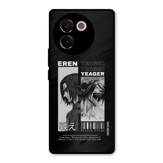 Eren Yeager Black Vivo V30e Mobile Back Cover - Anime PrintShield Case
