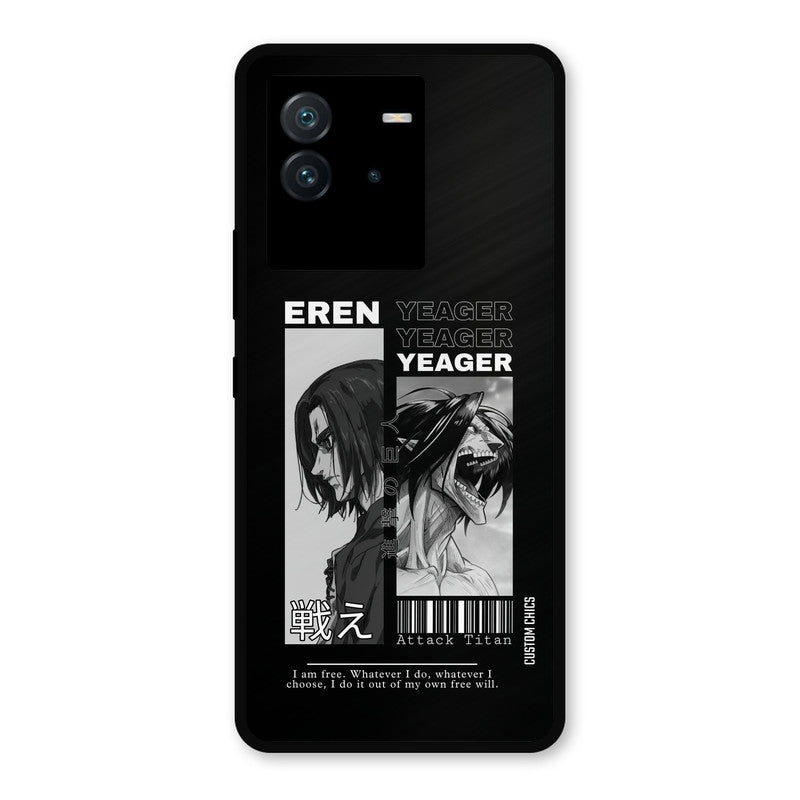 Eren Yeager Black iQoo Neo 6 Mobile Back Cover - Anime PrintShield Case
