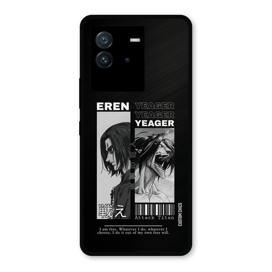 Eren Yeager Black iQoo Neo 6 Mobile Back Cover - Anime PrintShield Case