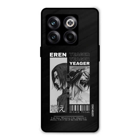 Eren Yeager Black Oneplus 10T Mobile Back Cover - Anime PrintShield Case