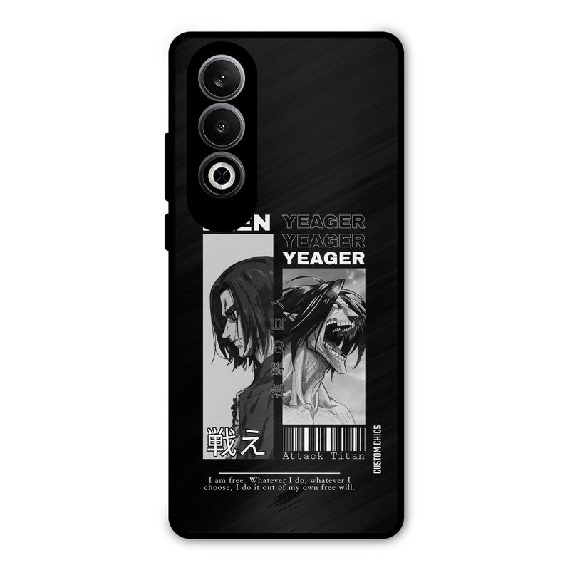 Eren Yeager Black OnePlus Nord CE4 Mobile Back Cover - Anime PrintShield Case