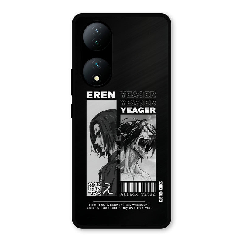 Eren Yeager Black Vivo Y100 Mobile Back Cover - Anime PrintShield Case