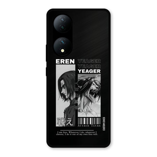 Eren Yeager Black Vivo Y100 Mobile Back Cover - Anime PrintShield Case